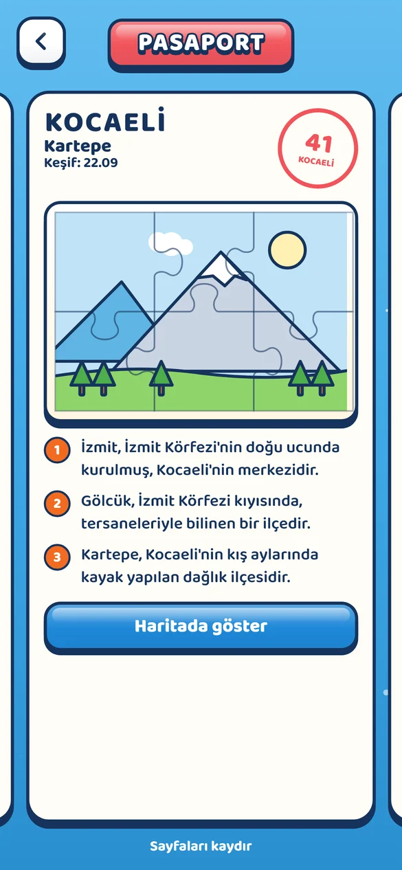 Pasaport sayfası ve il bilgileri