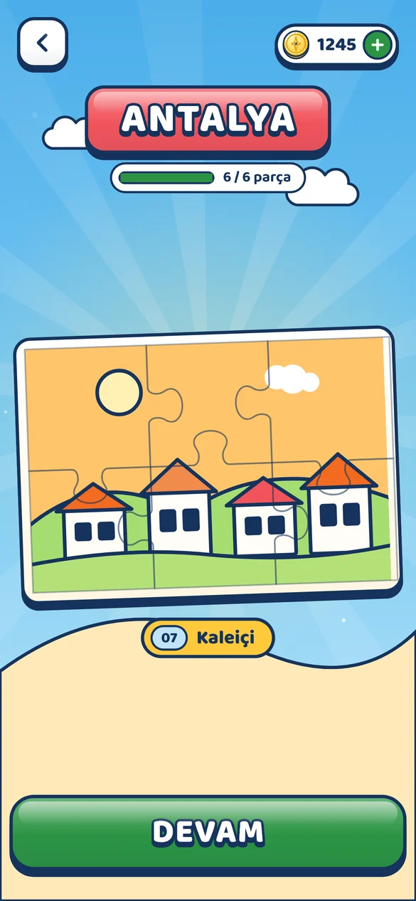 Tamamlanmış Antalya yapboz kartı